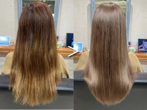 【癖をしっかり伸ばしたい方へ‼️】縮毛矯正🧀＋髪質改善プラチナトリートメント🛀