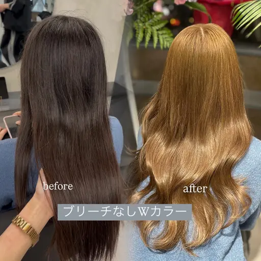 ブリーチなしダブルカラー＋カット＋トリートメント💖🎀【ヘーゼルベージュ、オリーブベージュ、ミルクティーベージュ】