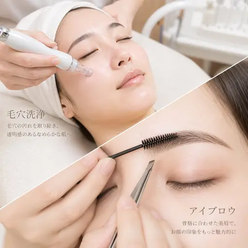 【GW垢抜けセット🪞】骨格似合わせ眉ワックス/お顔丸ごとハイドラフェイシャル🫧