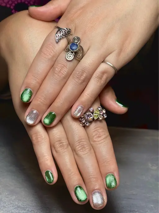 【オフなしワンカラープラン】色混ぜ、2色選択.ミラーネイル、マグネットネイル、マットコート可能。⚠️支払い現金指定。