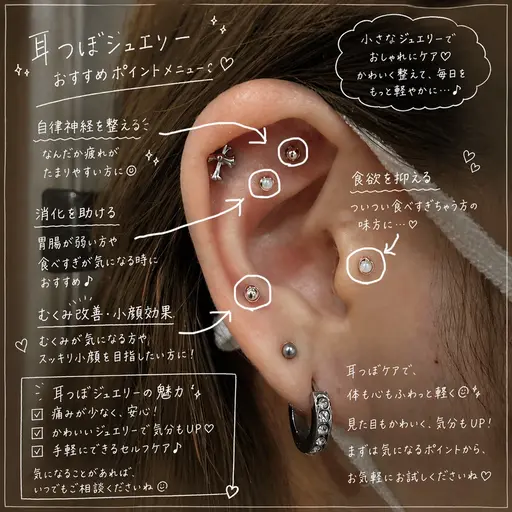 耳つぼジュエリー/片耳4粒ずつ💎毎日にかわいい彩りを！