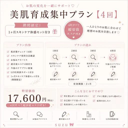 【期間限定】美肌育成集中プラン(4回)