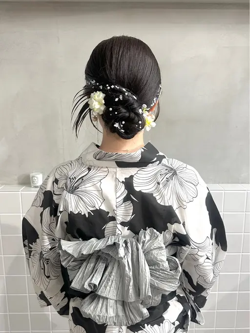 浴衣着付け+ヘアセット🎐🩵