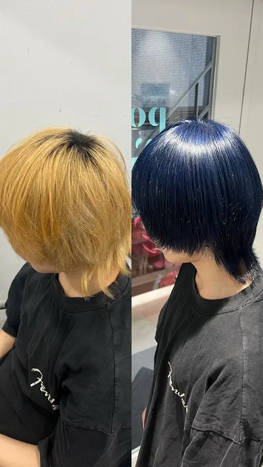 【メンズ限定】全頭ワンブリーチ➕オンカラー🌈青、ラベンダーなどの寒色限定✨️⚠️ホワイトレベル❌