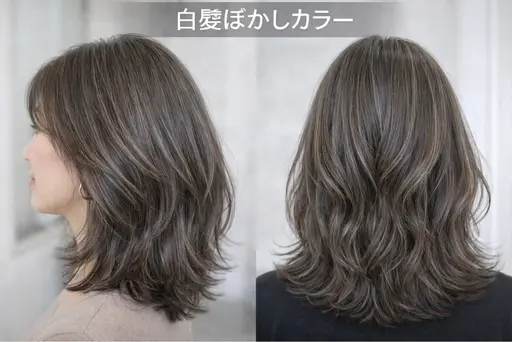 「自然になじむ白髪ぼかしカラー🌿」　カット➕白髪ボカシカラー➕トリートメント　【2.200】