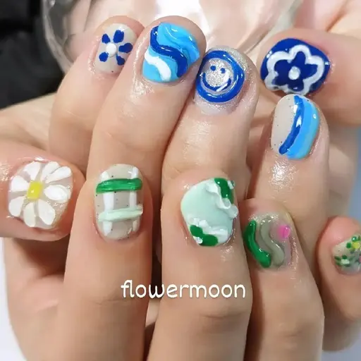 🖐️ジェル160​〜​180分⭐︎オフ＆ケア込アート無制限パーツ付け放題✨