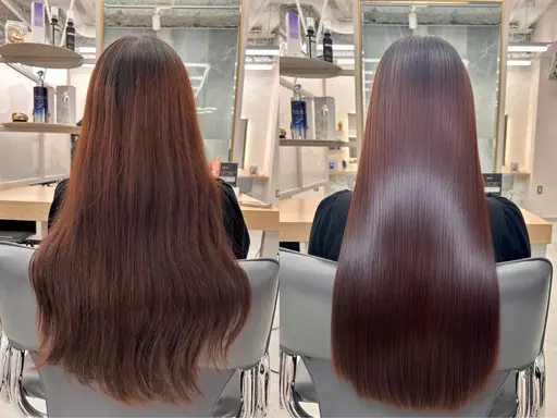 限定超お得🉐クーポン‼️艶髪美髪矯正＋内部補修トリートメント　癖の気になる方必見☺️ダメージレス縮毛