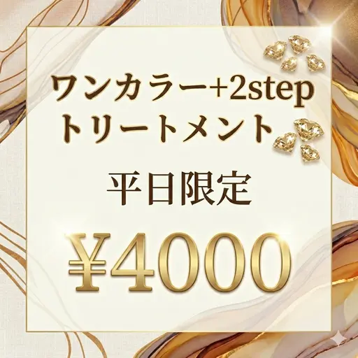 【平日限定✨️】ワンカラー+2stepトリートメント✨️