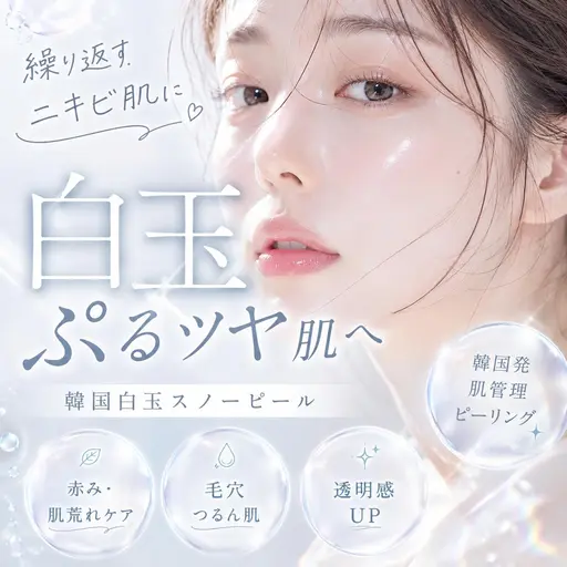 爆ツヤ✨繰り返すニキビ肌に!韓国白玉スノーピール🤍ニキビ跡/毛穴/美白🍒U24限定