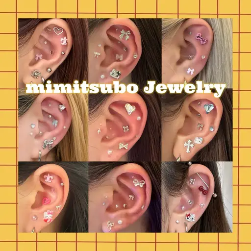 今話題！【耳ツボジュエリー】💎可愛すぎるヘルスケア🫧キティーちゃんなどパーツの種類多数ご用意✨《10個​〜​》