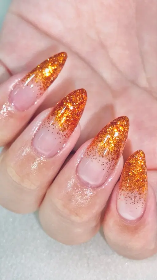 ハンドジェルネイル オフあり ラメグラデーション