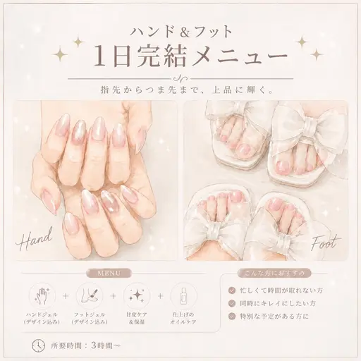 【贅沢】ハンド&フット1日完結コース✨5800円〜(ハンドケア込み)