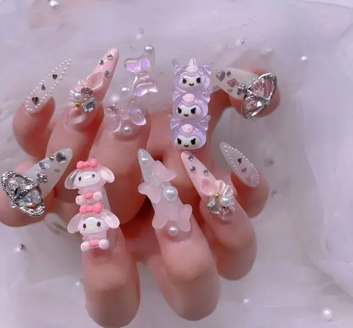 💅【長さだし♡折れにくさ&モチ】90分ストーン､3D、大きなパーツ付け放題￥13,680