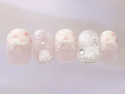 🩷【Hand】オフあり 花柄レースネイル※こちらの写真のデザインのみの募集