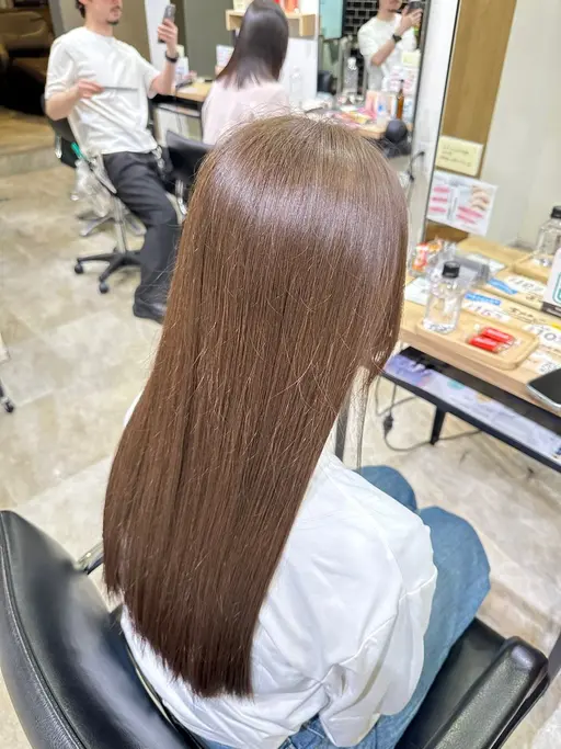 【透明感・赤み消し・柔らかいカラー】ブリーチなしダブルカラー＋髪質改善トリートメント