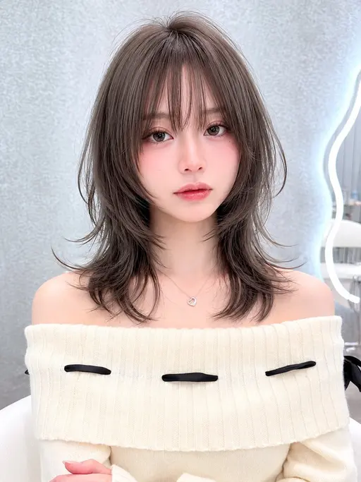 【🎀ワンカールで韓国ヘアに🎀】ゆるふわ韓国ハッシュウルフカット🐺✨+質感トリートメント🫧大宮/韓国レイヤー