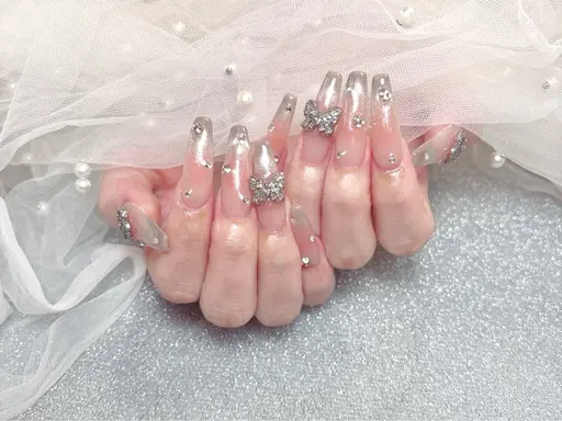 自爪ワンホンネイル💅チーク+マグネットフレンチ