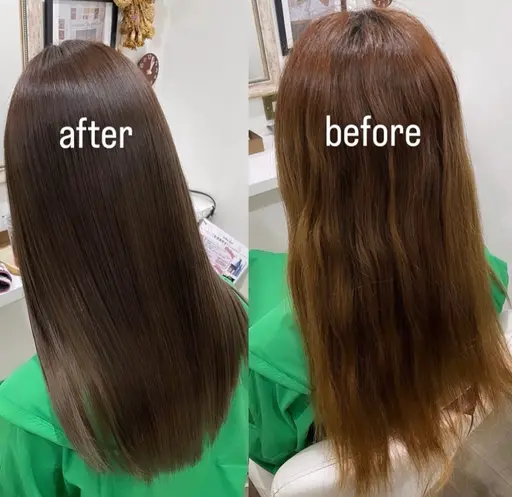 【人気No.3】髪質改善✨🫧艶カラー+酸性ストレート（縮毛矯正）