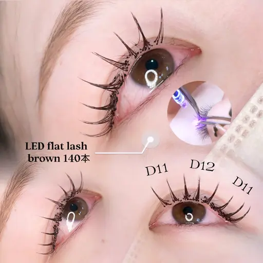【LEDマツエク40%OFF】 フラットラッシュ"目安120本" 完全硬化［再来様／オフ代 各500円］