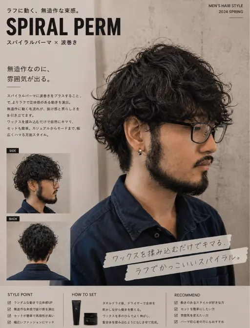 🉐新規メンズ価格🉐🌈メンズカット+波巻きパーマ🌈クレンジングクーポン付き!!