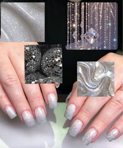 ラメグラデーション+オフ込み🩵🐚✨🩵