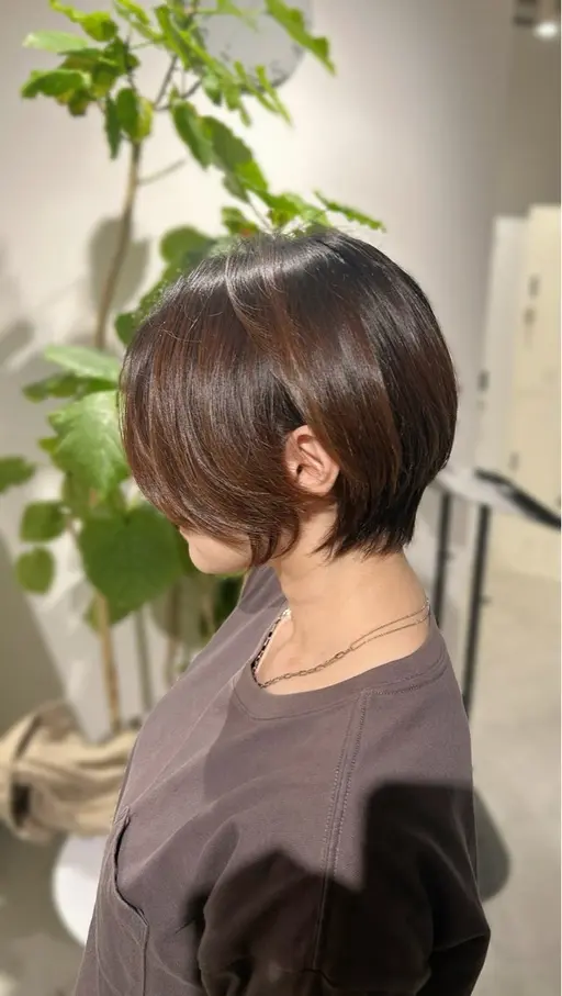 【当店人気ショートカット✨️】カット+韓国風艶カラー+トリートメント𖤐.˖٭*