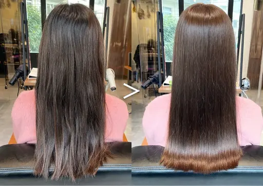 【ブリーチ毛でうねりにお悩みの方へ‼️】艶髪縮毛矯正🌙＋髪質改善プラチナトリートメント