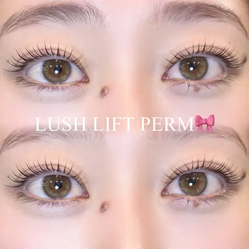 【3/22おひとり様限定】デザインまつげパーマモデル🌼カール感、目尻を流したデザインの仕上がりになります♪