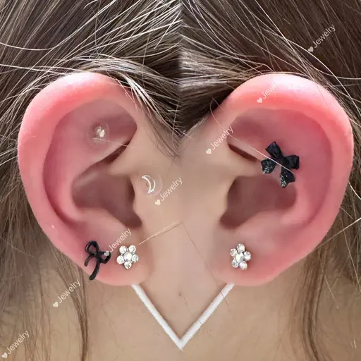 ✨️お試し価格​〜​ 推しカラー耳つぼジュエリー 🐈‍⬛🎀両耳6粒(片耳3粒)