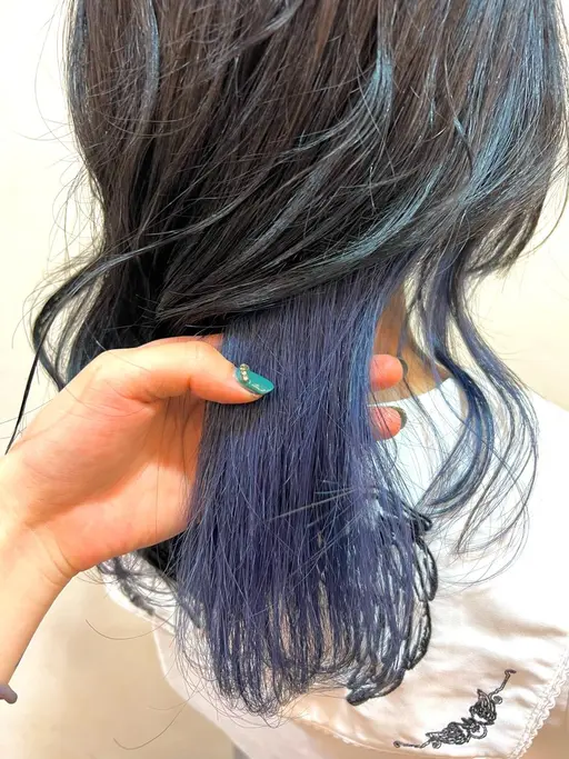 リクエスト推奨💟寒色系ダブルカラー+マイクロバブル💙ブリーチあり💙青