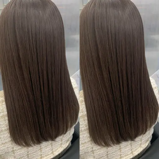 《ブリーチ無しダブルカラー》『ダメージ少なく透明感◎赤味無し◎オススメ』全体カット➕ブリーチ無しダブルカラー（2回