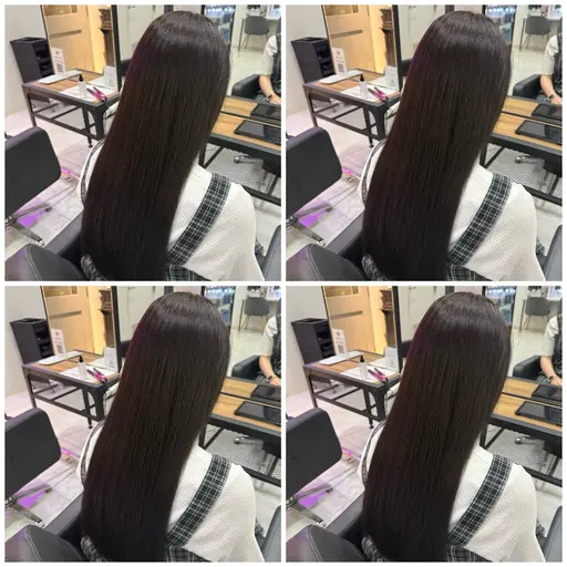 【👑人気No.1✨️】ワンカラー➕Aujuaトリートメント➕シールエクステ80本➕毛先揃えるカット《ロング/韓国ヘア》