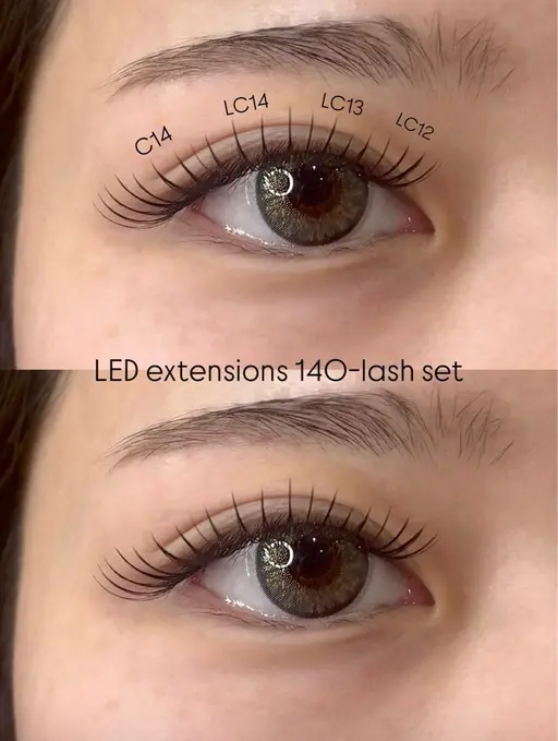 グルーアレルギー対応！LEDエクステ2本付け💙140本