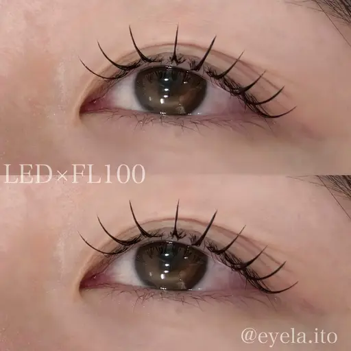 【ミニモ当日限定💗】高持続✨LEDエクステ🔮フラットラッシュ100本までつけ放題🌟ブラウンカラー変更無料◎