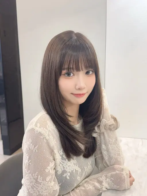 💗平日限定💗前髪顔周りカット＋うる艶カラー＋Aujua2stepトリートメント【ロング料金なし/韓国ヘア】