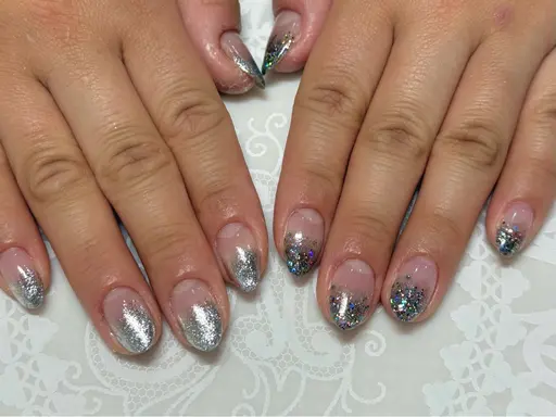 ‼️当日限定‼️【練習モデル】🐱ハンドネイル🐱オフなし🐱ラメグラデーション🐱