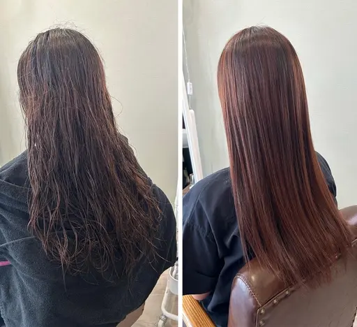 カット×ストレート×髪質改善トリートメント*ストレートと同時に髪質改善トリートメントをしていきます。