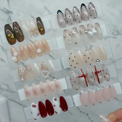 【超🉐2月限定♡】長さ出し10本+選べる定額デザイン・ガーリー❤️※カラー変更・パーツ位置変更🆗