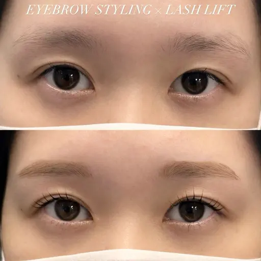 《平日限定セットメニュー》まつ毛パーマ(上)+眉毛スタイリング👑🤍平日のセットメニューとてもお得です✨