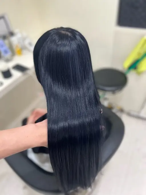 【人気No. 1】透明感ある暗髪、ブルーブラックにしたい方💎ケアダブルカラー＋髪質改善トリートメント💎