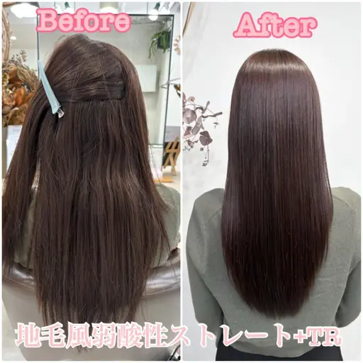 ☔️梅雨対策☔️【💗癖のない理想のサラツヤ髪💗】✨地毛風弱酸性ストレート+TR+カット✨新規2回利用可能クーポン