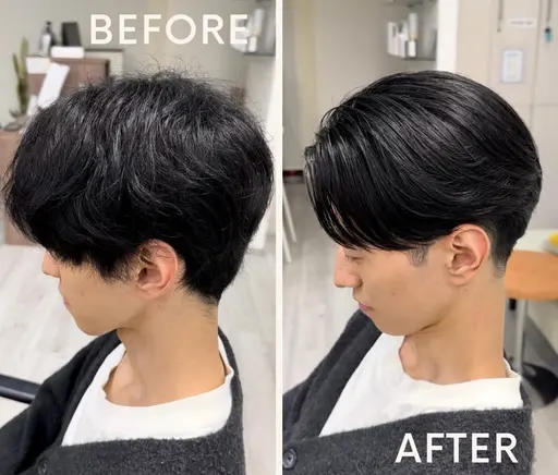 メンズ曲がる縮毛矯正・センターパート限定