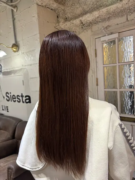 【一度で全て叶う✨】　　　　　　　　　　　　　　　　　🍀ストレートパーマ＋ワンカラー＋3steptreatment🍀