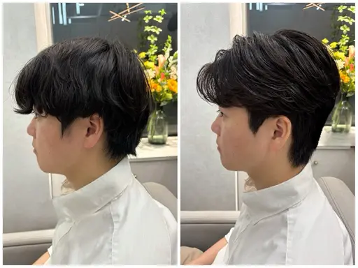 【✨横顔イケメン✨】men'sカット+ダウンパーマ+ニュアンスパーマ+眉カット