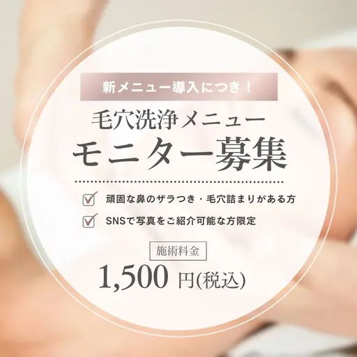 【小鼻の頑固な黒ずみ・毛穴詰まりに！】小鼻毛穴洗浄🫧症例モデル募集★CHRISTINAスキンケア仕上げ付き♡