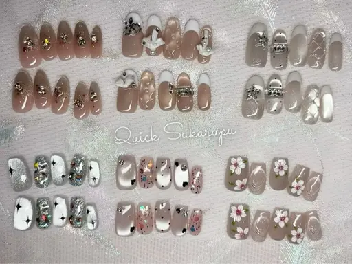 Jrネイルリスト(オフなし) ミディアム長さだし【時短施術】日本初Quick Sukarupu 特別価格定額コース