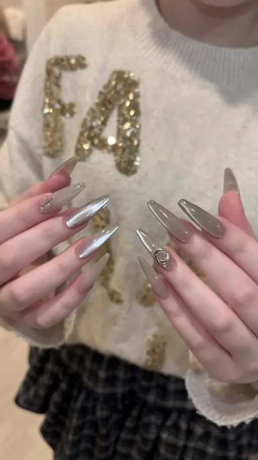 【人気No.1❕】長さ出し10本ワンカラー(マグネット,フラッシュ,ラメ)➕2個パーツ無料🎅🏻🎀