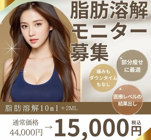 4月限定❗️痩身メニュー導入モニターキャンペーン!脂肪撃退10ml+2ml(お腹/二の腕/脚など)+痩身マッサージ付き!