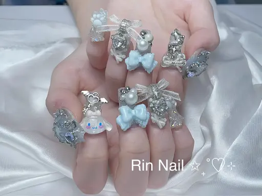 🎀おすすめ🎀【自爪】10本アート、ストーン、パーツ付け放題 ¥10500→¥8980