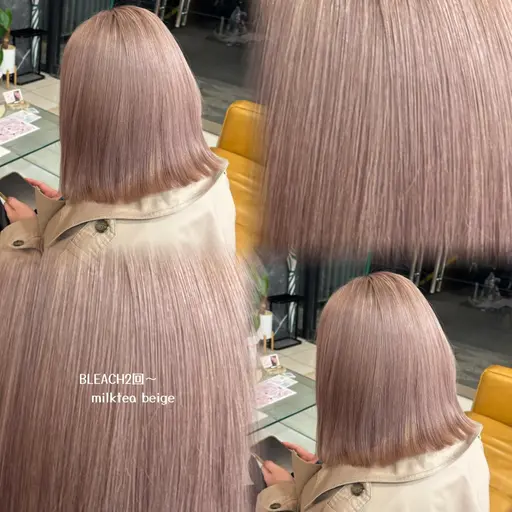 【💎ブリーチコース✨】ケアブリーチ＋オンカラー＋前髪カット＋TR¥12000~🌈◎当日予約大歓迎🙆🏻‍♀️